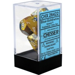 Chessex 7-Dice Set :  Gemini Blue-Gold White