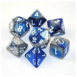 Chessex 7-Dice Set :  Gemini Blue-Steel White