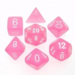 Chessex 7-Dice Set : Frosted Pink White